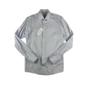 Eton Slim Fit Dress Shirt Geometric Blue Size 39 | 15.5